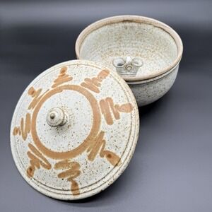 Speckled Hand Thrown Studio Art Pottery Lidded Steamer Pot Cookware Bakeware